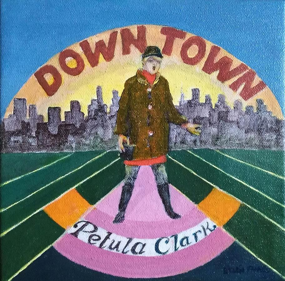 BELÉN FRANCO. "Down Town". Petula Clark. Acrílico sobre lienzo. 18 x 18 cm. 2015.
